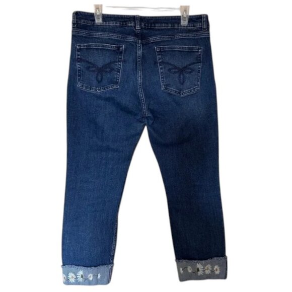 Ted Baker blue Pralina embroidered cropped slim-fit Jeans size 32 - Picture 7 of 12